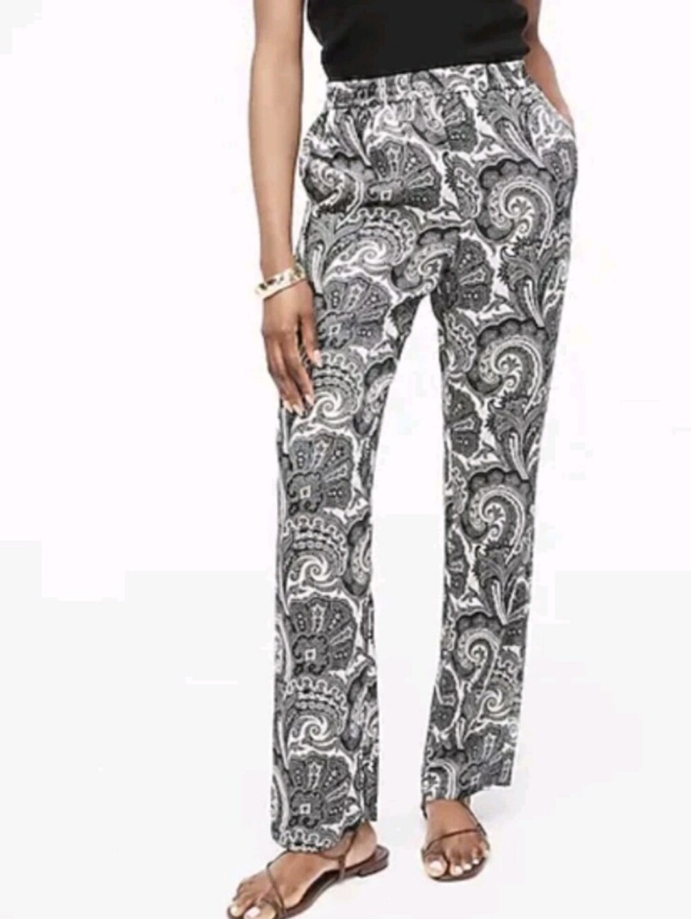 J. Crew Pull-on Pant Ratti Midnight Paisley Women's 6 Office